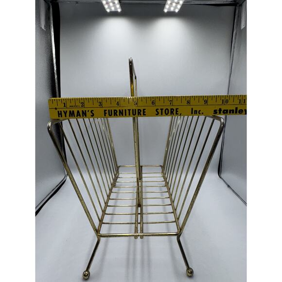 MCM Gold Tone Metal Magazine Rack - 15” H X 16 L X 9” W (approximately) - Picture 11 of 16